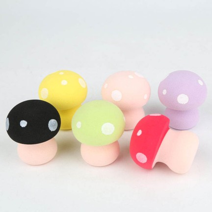 Soft and colorful mushroom-shaped foundation sponge