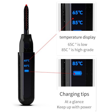 Dual-temperature display USB charging electric eyelash curler