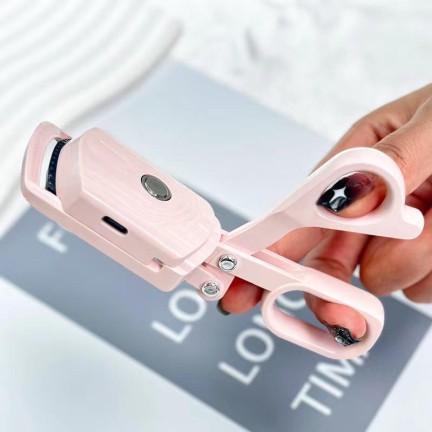 USB rechargeable mini pink heated eyelash curler