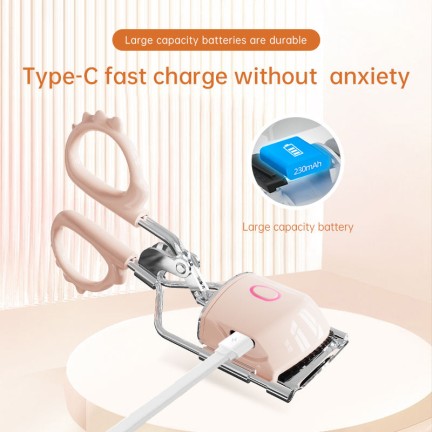 Portable electric heated metal eyelash curler
