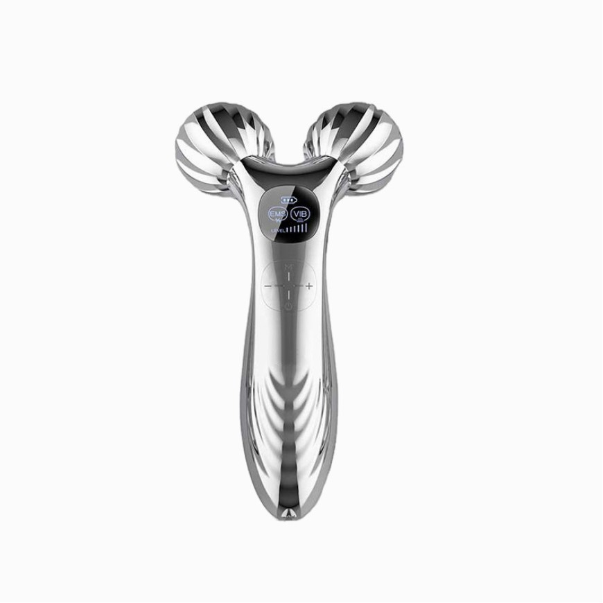 Vibrating roller facial contour massager