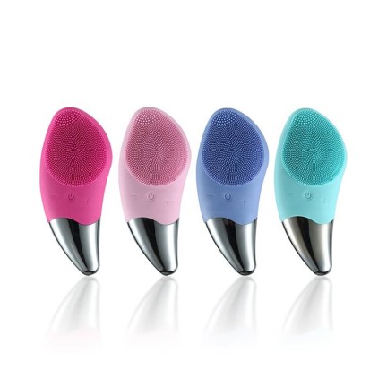 Ultrasonic energy focusing silicone facial cleansing device