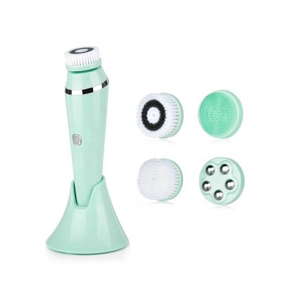 Portable 4-in-1 silicone electric facial cleansing brush