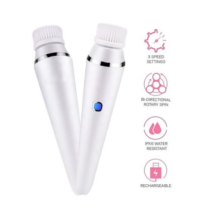 Portable 4-in-1 silicone electric facial cleansing brush