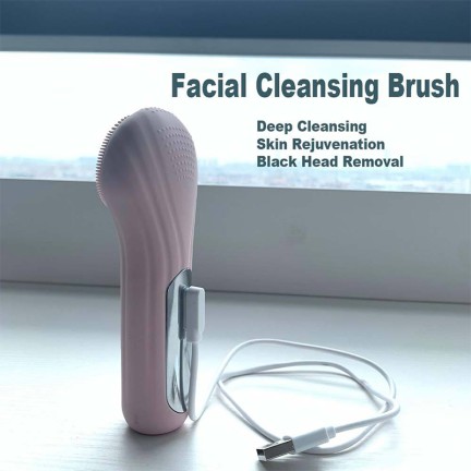 Waterproof sonic electric silicone facial cleansing brush
