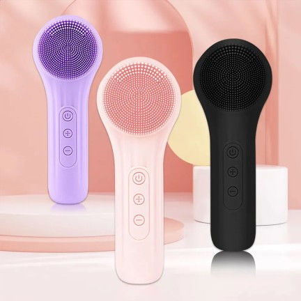 Waterproof sonic electric silicone facial cleansing brush