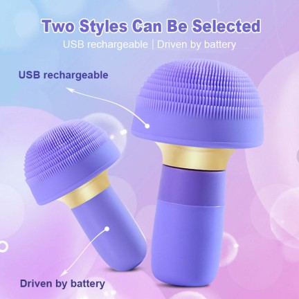 Rotating rechargeable silicone facial cleansing brush