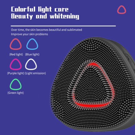 Phototherapy electric silicone facial cleansing brush