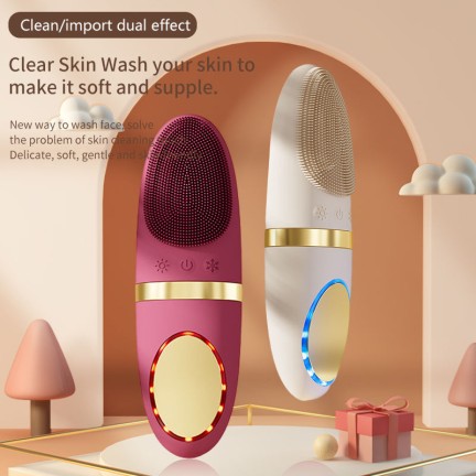 Hot and cold sonic silicone electric facial cleansing brush