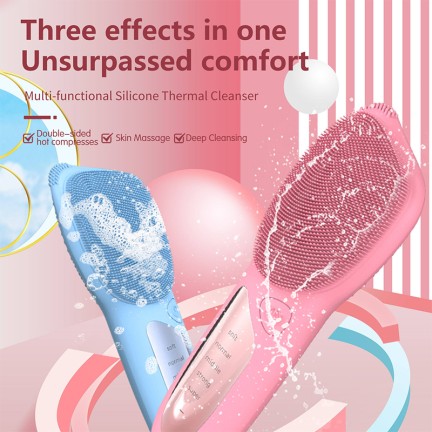 Portable silicone deep cleansing facial brush