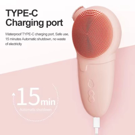 Heated sonic silicone deep cleansing facial brush