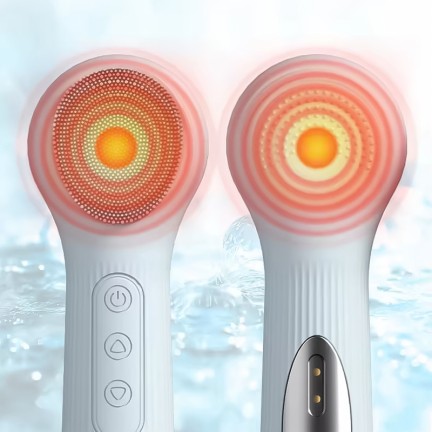 Heated sonic deep cleansing facial massage brush