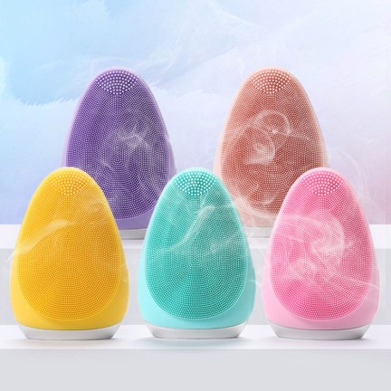 Portable ultrasonic silicone facial cleansing brush