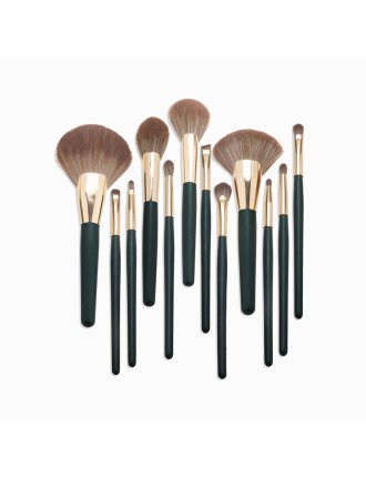 12-piece synthetic wood handle makeup brush set