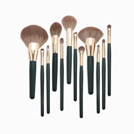 12-piece synthetic wood handle makeup brush set