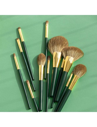 12-piece synthetic wood handle makeup brush set