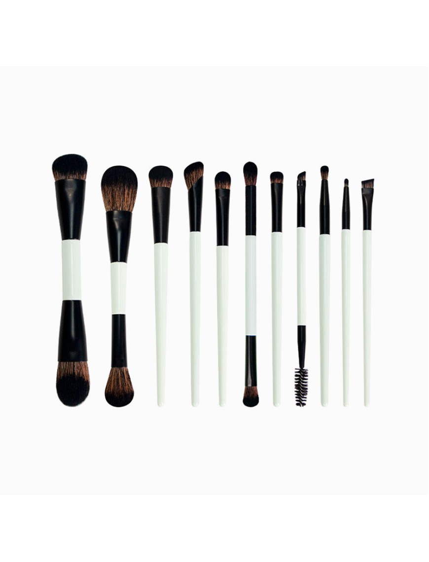 Double-ended nylon contouring makeup brush set
