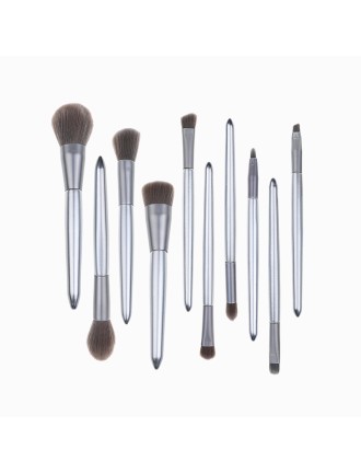 Silver luxury 10-piece makeup brush set