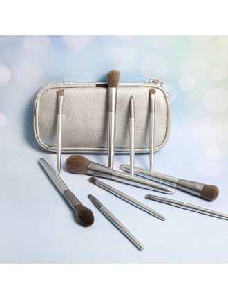 Silver luxury 10-piece makeup brush set