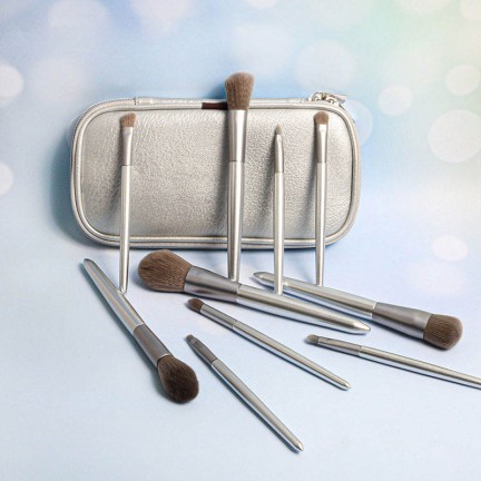 Silver luxury 10-piece makeup brush set