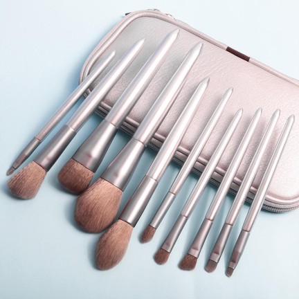 Silver luxury 10-piece makeup brush set