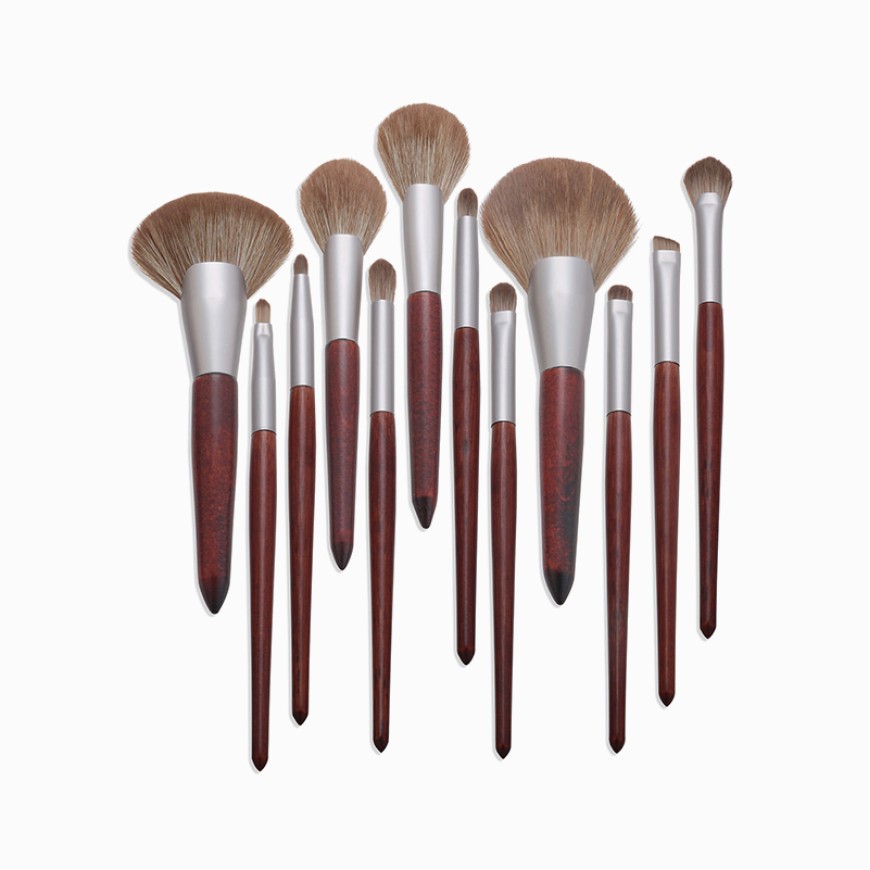 Vegan synthetic fiber makeup brush set