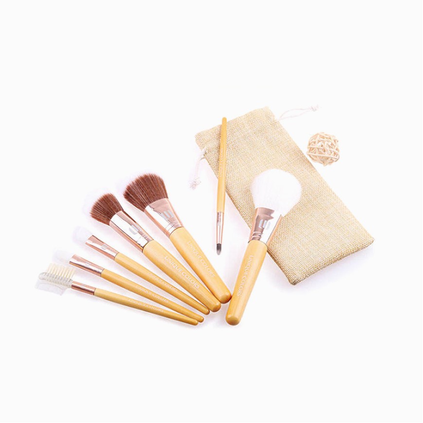 Bamboo handle precision crafted seven-piece makeup brush set