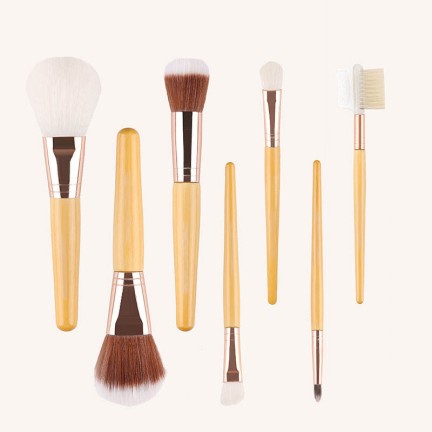 Bamboo handle precision crafted seven-piece makeup brush set