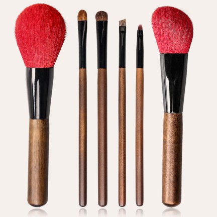 Exquisite set of six professional facial makeup brushes