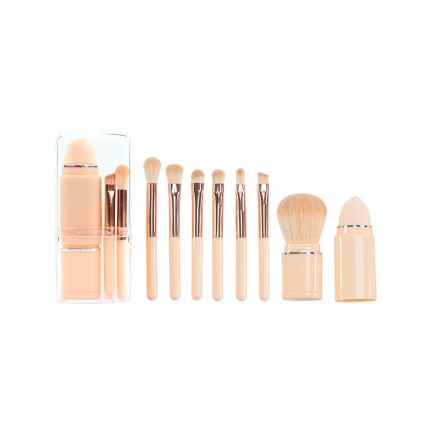 Portable 8-in-1 Multifunctional Travel Makeup Brush Set
