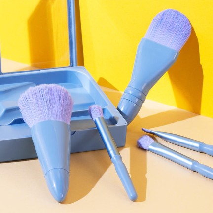 Mini portable foundation, blush and eyeshadow brush set