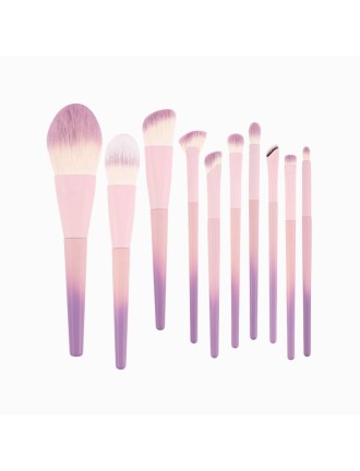 Colorful 10-piece eye and face makeup brush set