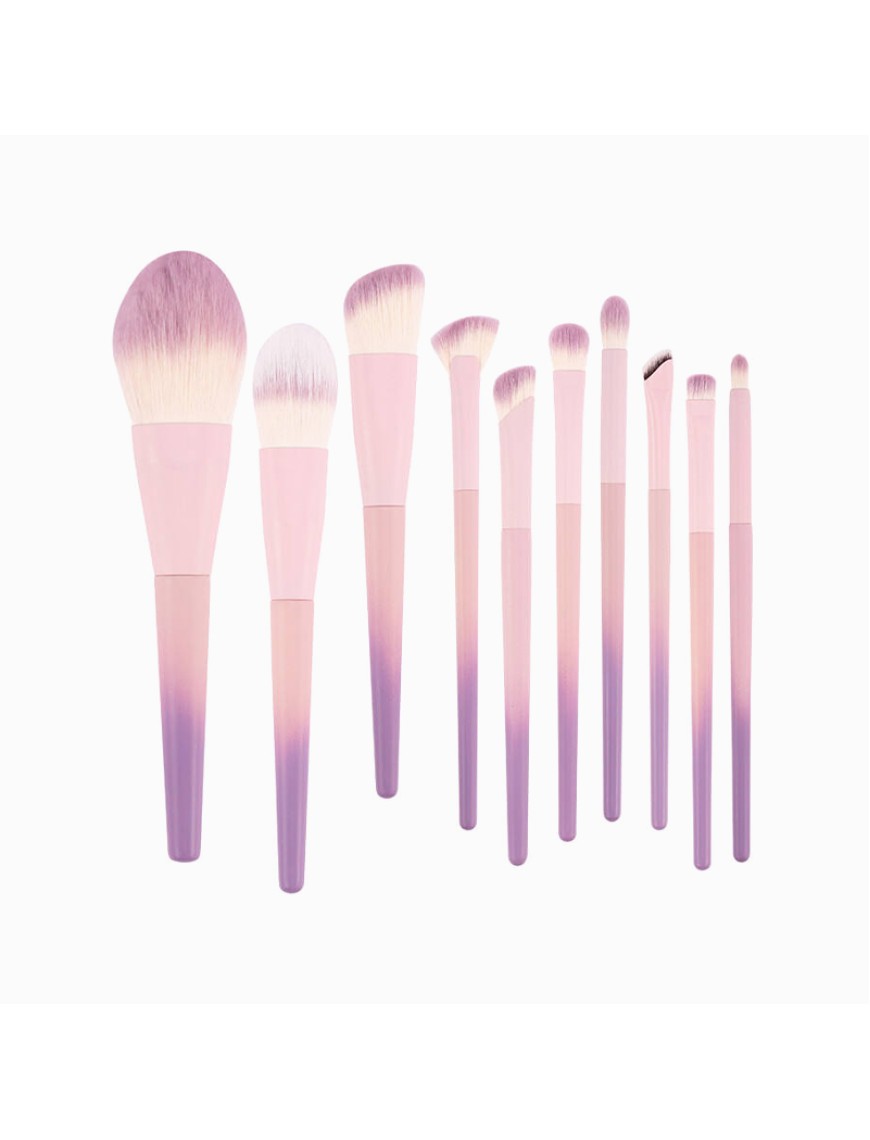 Colorful 10-piece eye and face makeup brush set