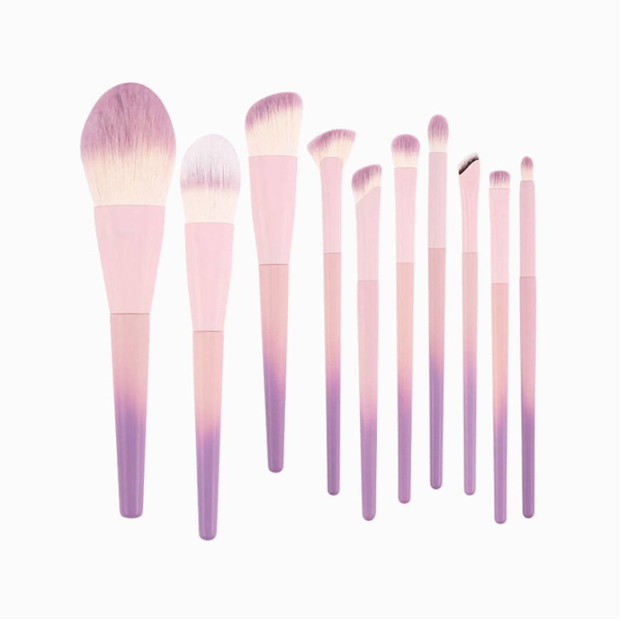 Colorful 10-piece eye and face makeup brush set