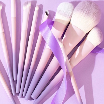 Colorful 10-piece eye and face makeup brush set