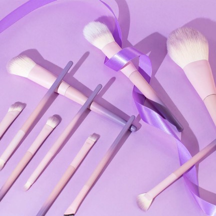 Colorful 10-piece eye and face makeup brush set