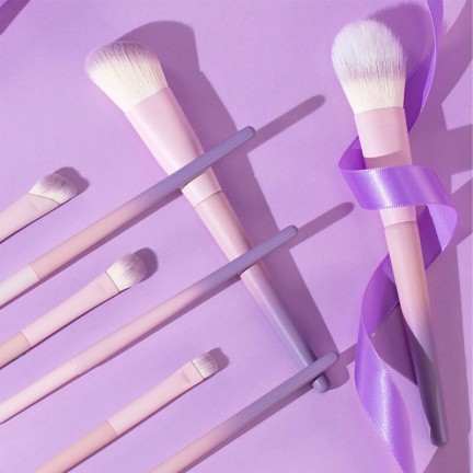Colorful 10-piece eye and face makeup brush set