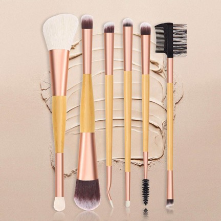 8-piece makeup brush set with bamboo handles