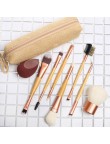 8-piece makeup brush set with bamboo handles