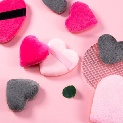 Heart-shaped soft-touch makeup setting powder puff