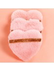 Heart-shaped plush velvet powder puff with glitter ribbon
