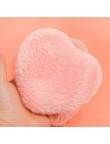 Heart-shaped plush velvet powder puff with glitter ribbon