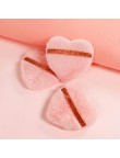 Heart-shaped plush velvet powder puff with glitter ribbon