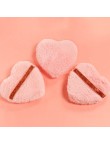 Heart-shaped plush velvet powder puff with glitter ribbon