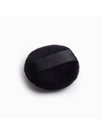 Velvet and satin round powder puff