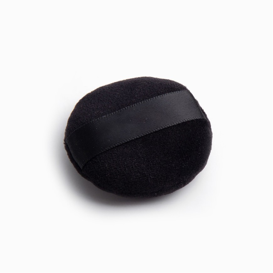 Velvet and satin round powder puff