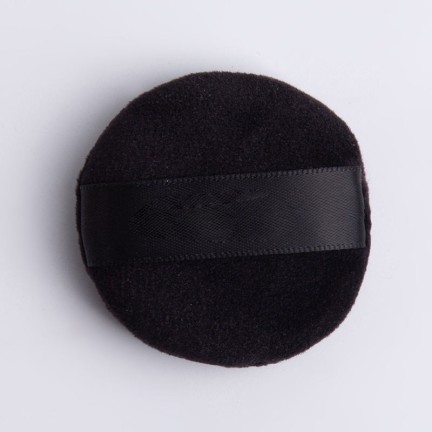 Velvet and satin round powder puff